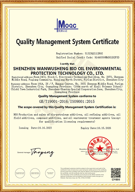 Quality Management System Certificate