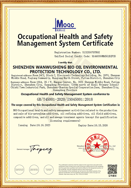 Occupational Health and Safety Management System Certificate